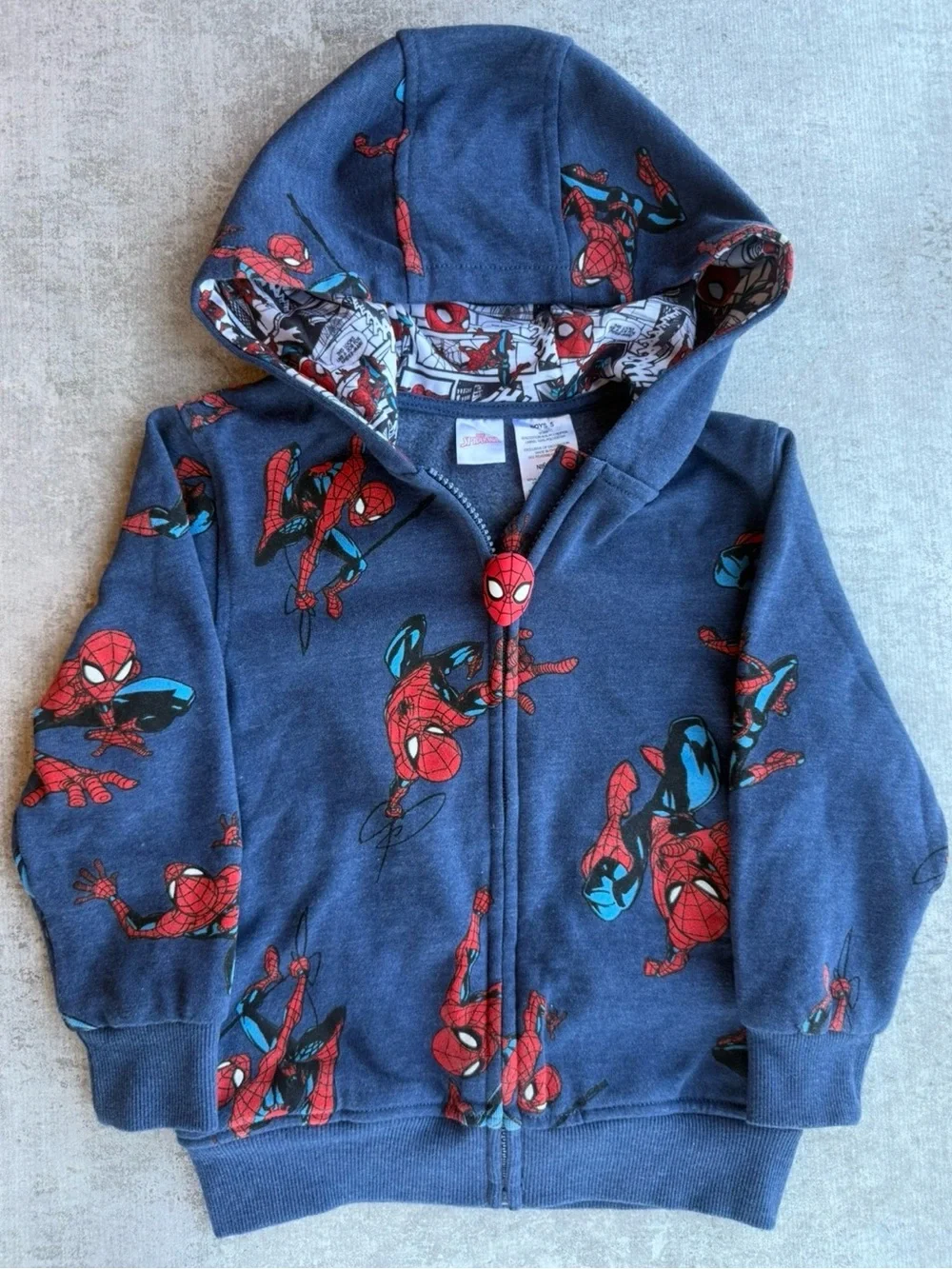 Marvel Spider-Man Children’s Zip Up Closure Hoodie with Character Zip Feature 5T